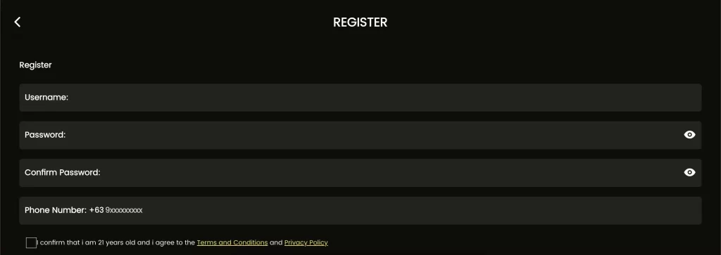 playtime register form showing secure login and download app options